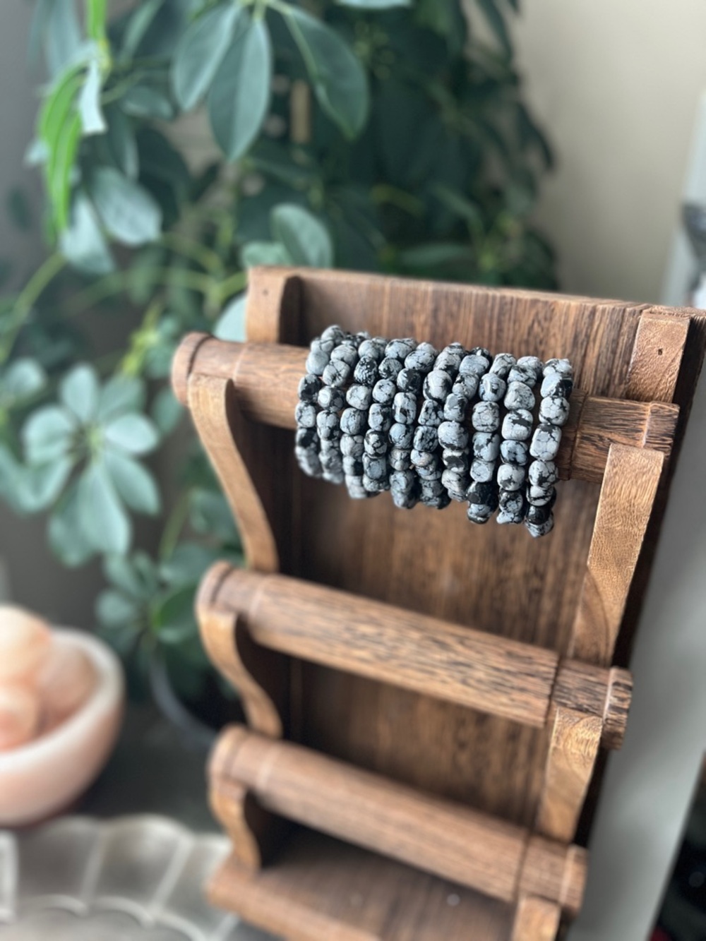 Snowflake Obsidian Tumble Bracelet - Picture 3 of 5